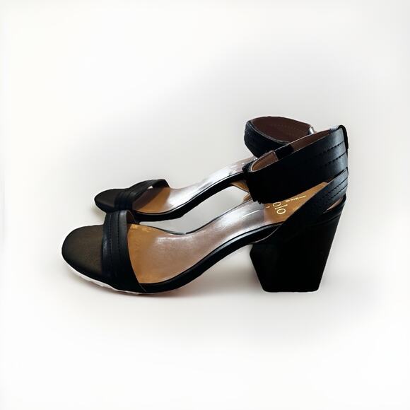 LINEA PAOLO Emmie Heeled Ankle Strap Leather Sandals Block Heels Size 6 Med - Picture 6 of 8